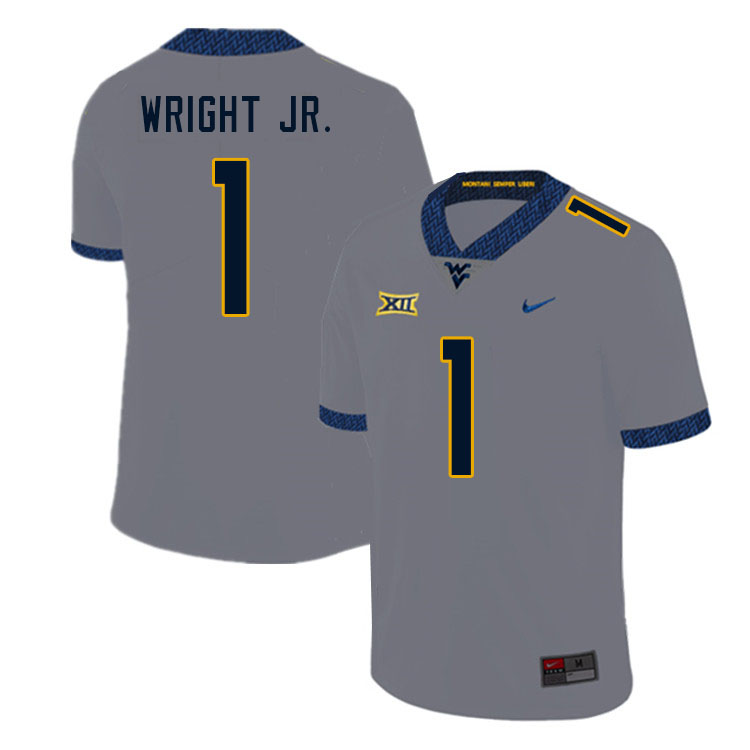 Men #1 Winston Wright Jr. West Virginia Mountaineers College Football Jerseys Sale-Gray - Click Image to Close